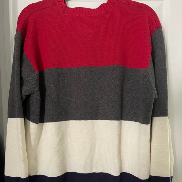 Tommy Hilfiger Y2K Men’s M Colorblock Vintage Sweater Red White Navy Oversized - Picture 9 of 9